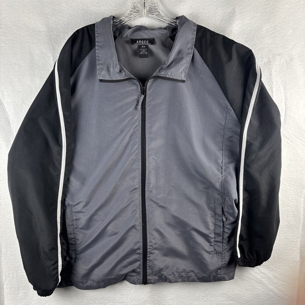 Argee Mens 2X Thin Zip up Jacket Gray and Black
